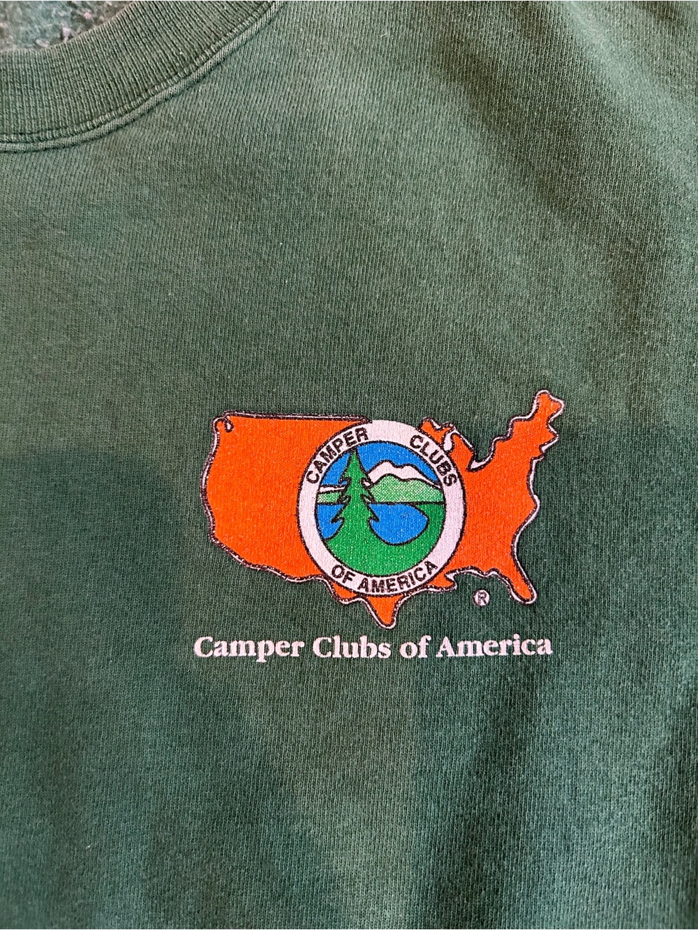 Camper Clubs‎ of America Sweatshirt Green Hanes Ultimate Cotton Vintage USA Map - Picture 6 of 11